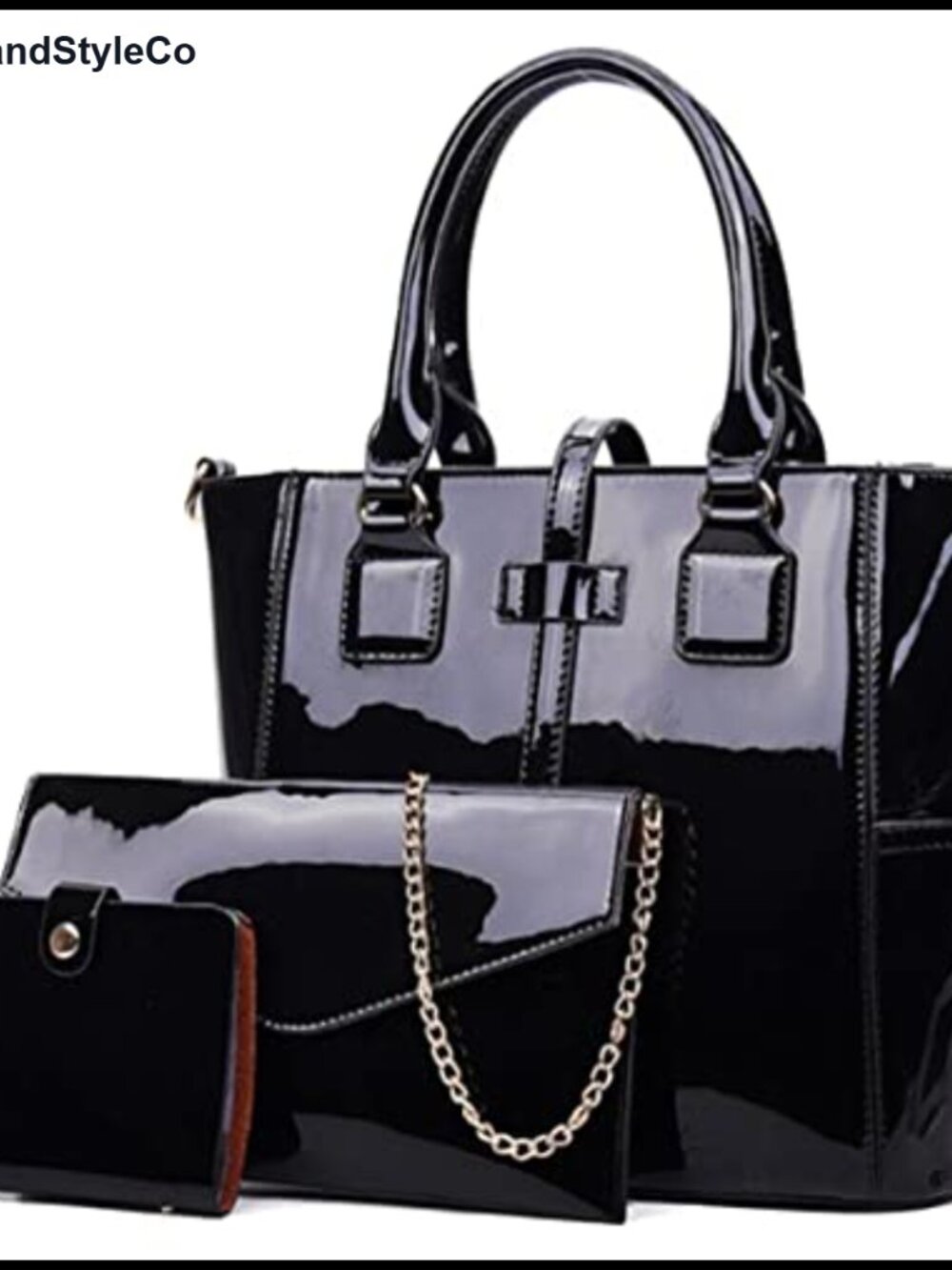 3-Piece Set Patent Leather Handbag Large Capacity Shoulder Bags Women's